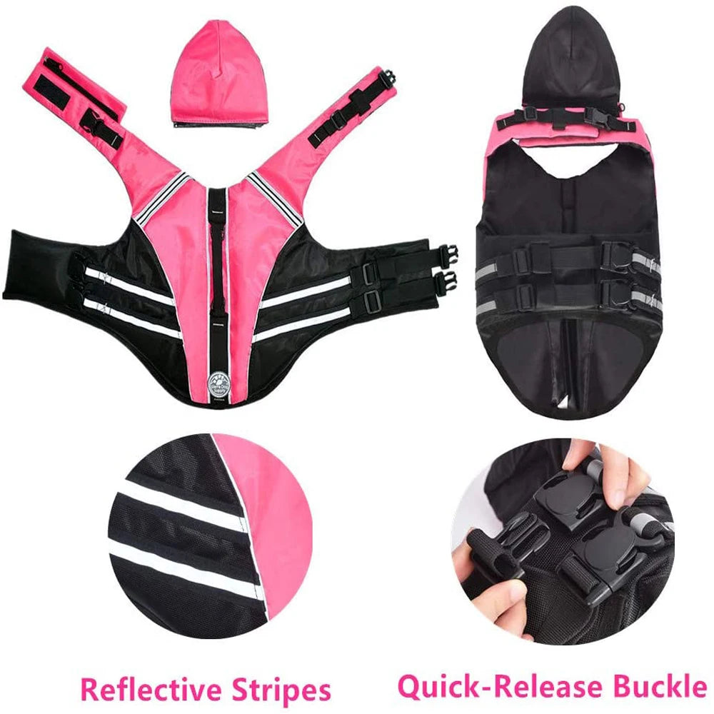 Reflective Dog Life Jacket Vest Removable Neck Float High Buoyancy Dogs Swimming Clothes, Pet Safety Swimsuit for Dog Cat